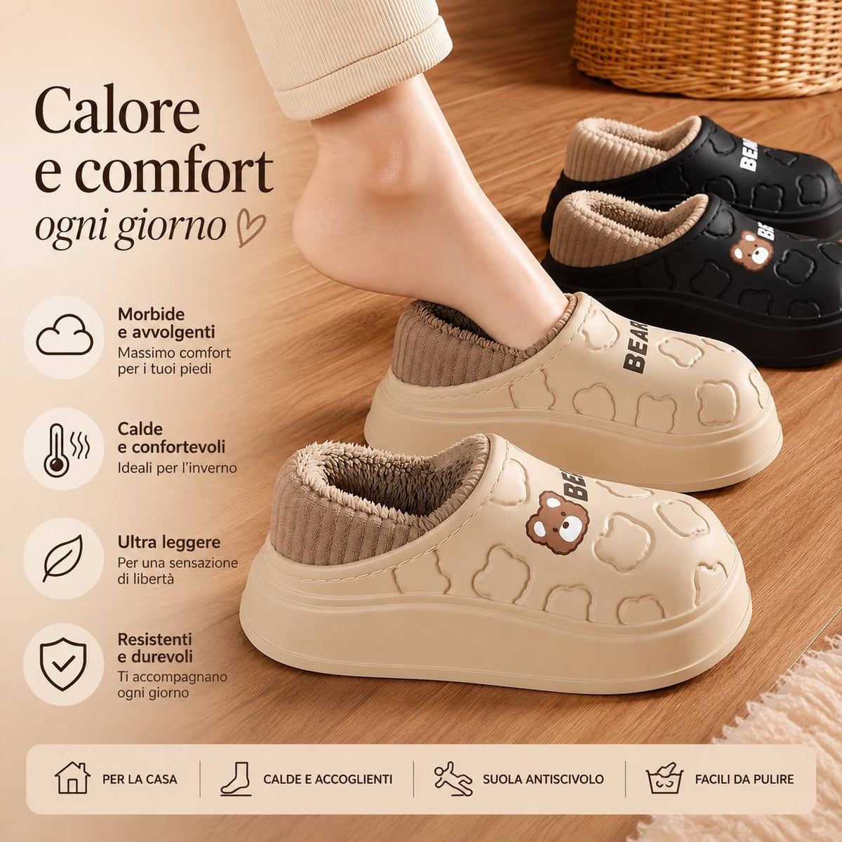 Teddy Cloud – Ciabatte da  donna Foderate in Pile